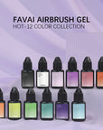 FAVAI ホット12色エアブラシジェルネイルポリッシュ エアジェルセット - 春夏コレクション 12*10ml