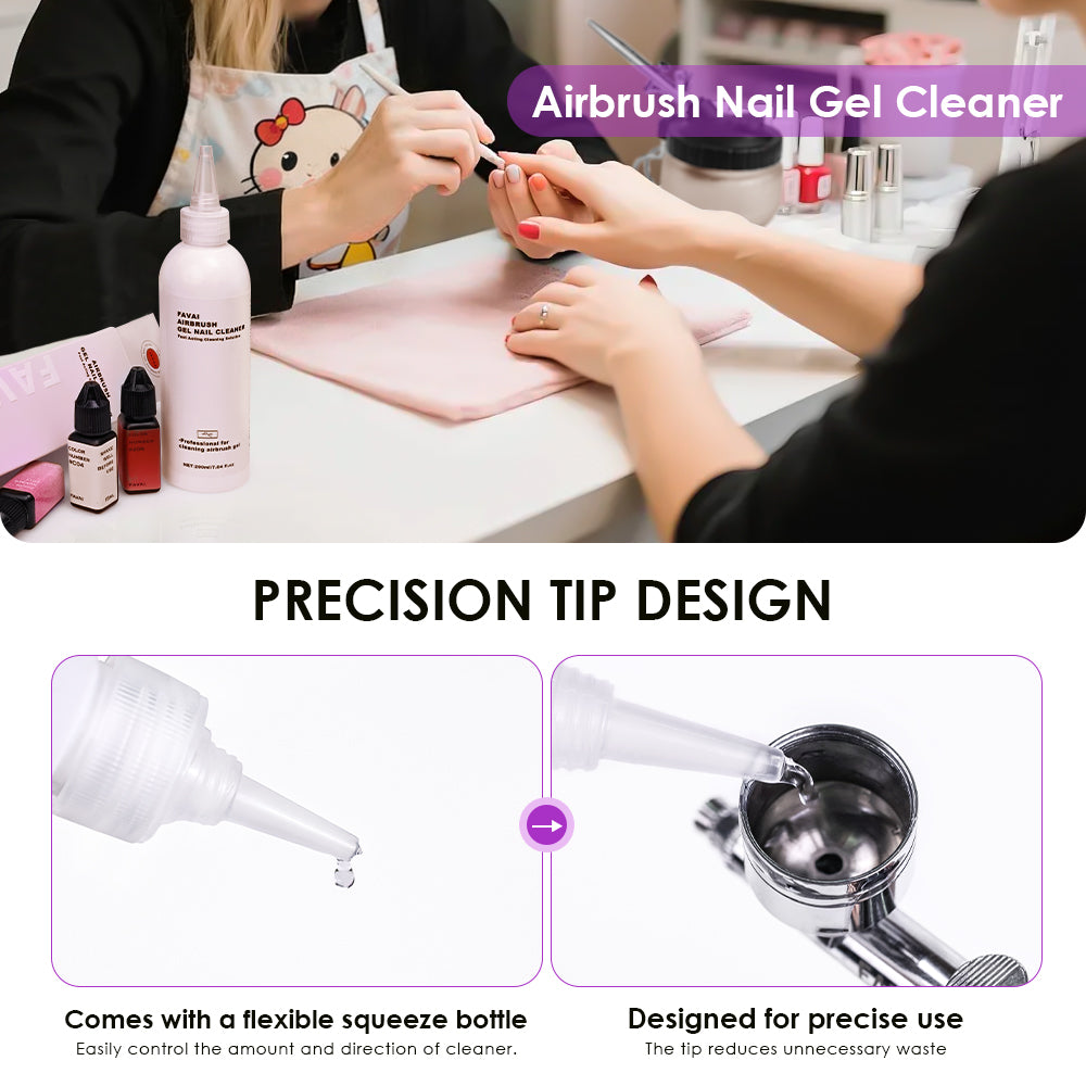FAVAI Airbrush Gel Air Gel Nail Cleaner Professional Cleaning Solution 200ml/7.04fl.oz