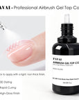 FAVAI 에어브러시 젤 탑 코트, 30ml 유리처럼 투명한 에어브러시 젤 탑 코트 네일 폴리쉬, TPO 프리 오래 지속되는 닦아내지 않는 탑, UV/LED 램프 필요, 홈 DIY용, 30ML