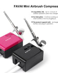 FAVAI Airbrush Gel & Airbrush compressor Pro Combo | Hot-12 Collection + Dual-Mode compressor