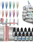 FAVAI Aurora Kollektion 12 Farben Airbrush Gel Nägel Set mit kabellosem Airbrush Kompressor – Kombi Set