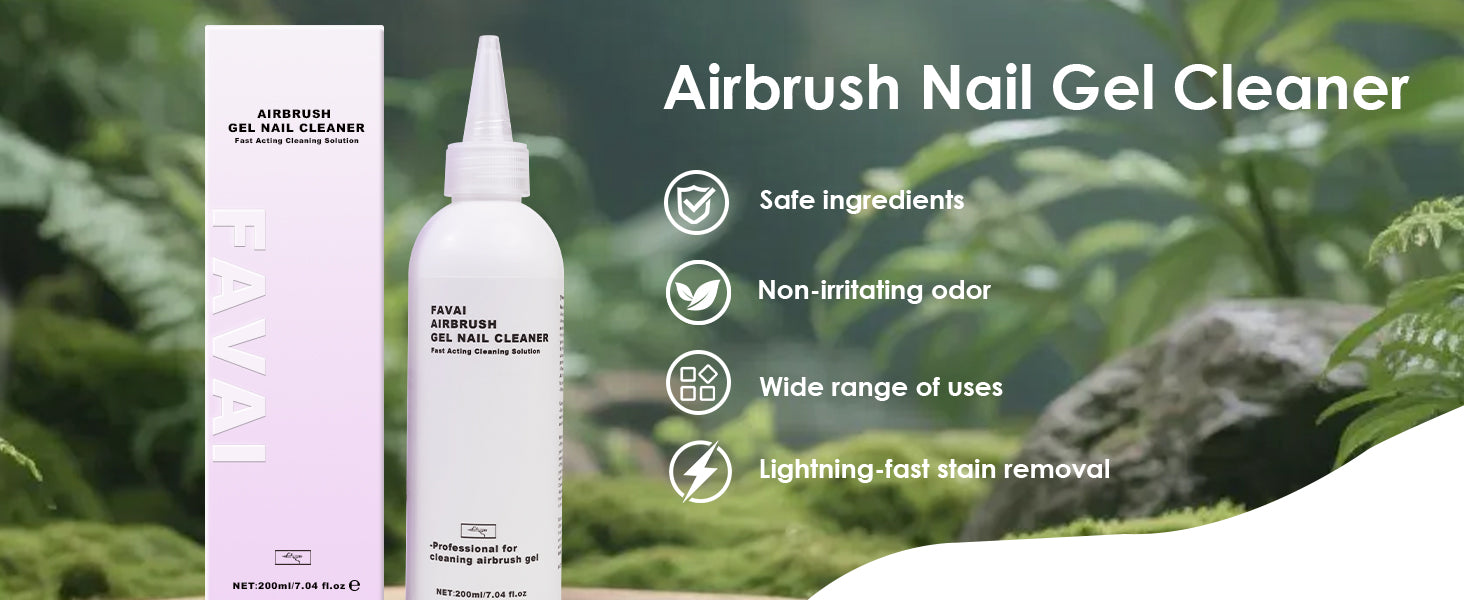 FAVAI Airbrush Gel Air Gel Nail Cleaner Professional Cleaning Solution 200ml/7.04fl.oz