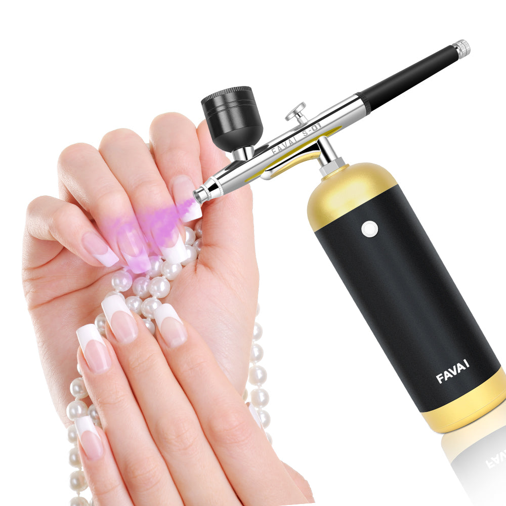 FAVAI Cordless Airbrush Kit with Air Compressor 27PSI BLACK