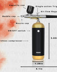 Favai Portable Cordless Airbrush Kit with Air Compressor 27PSI Gravity Feed Rechargeable Wireless For Makeup Barber Nail Art Tattoo Cake Model Coloring