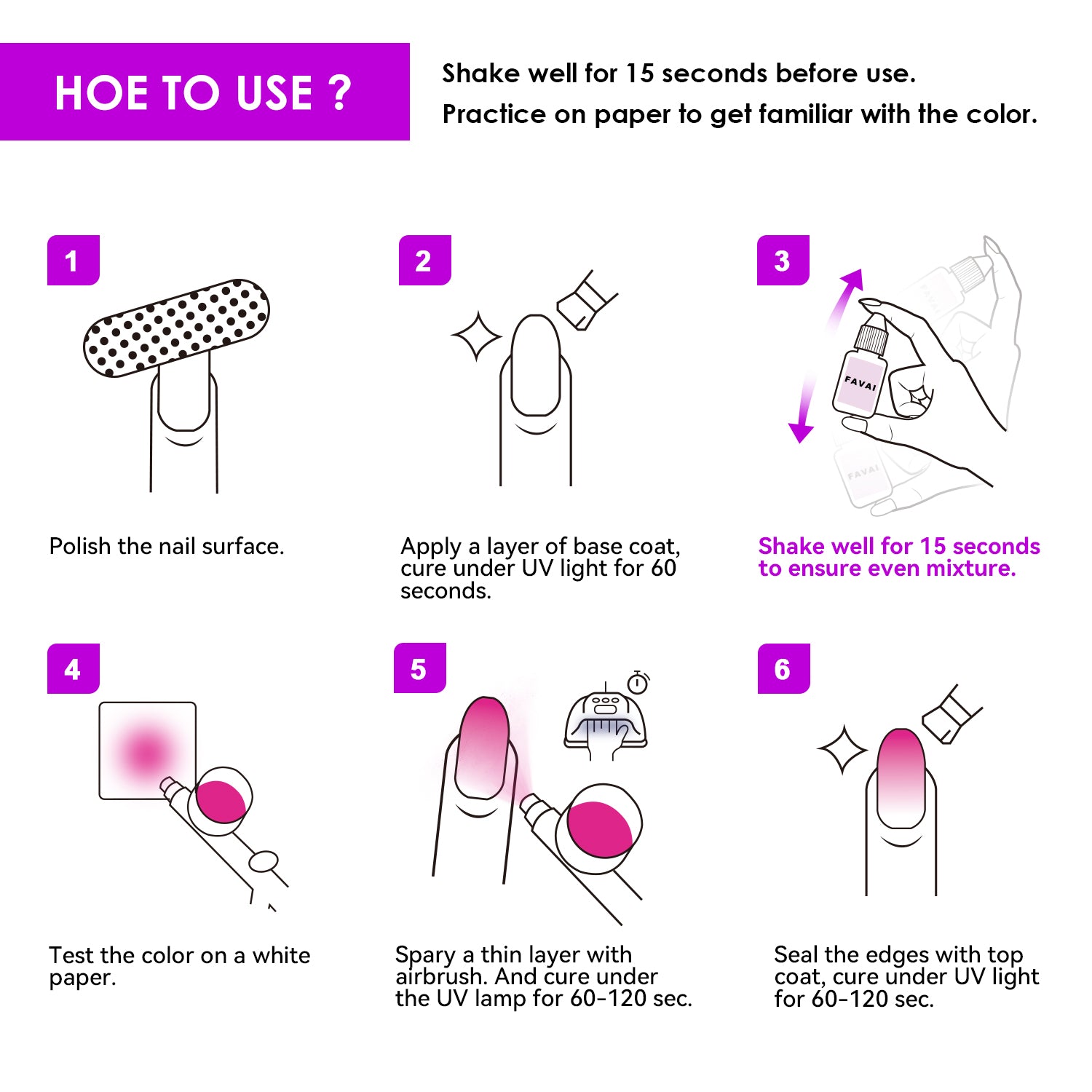 FAVAI Hot 12 Colores Esmalte de Uñas en Gel Aerógrafo Set de Aire - Colección Primavera Verano 12*10ml