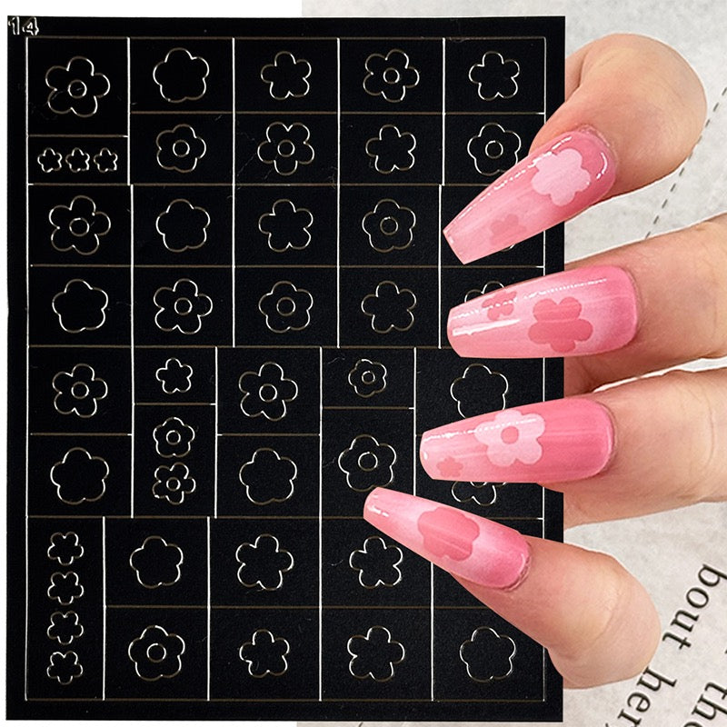 32 Hojas de Esténcil para Arte de Uñas Francesas de Aerógrafo – Estilo A+B+C 32 PCS