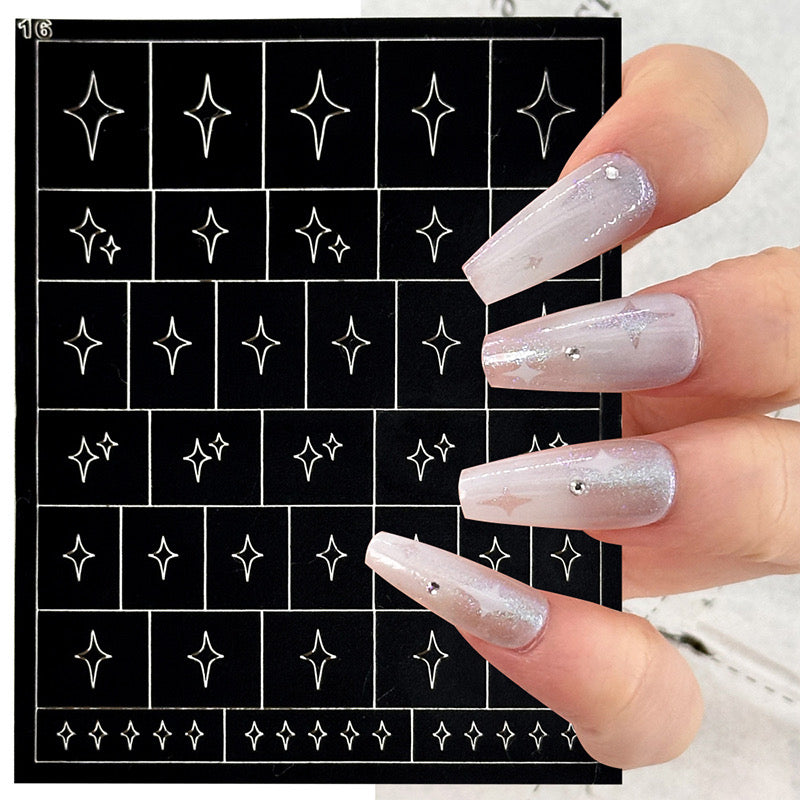 32 Hojas de Esténcil para Arte de Uñas Francesas de Aerógrafo – Estilo A+B+C 32 PCS