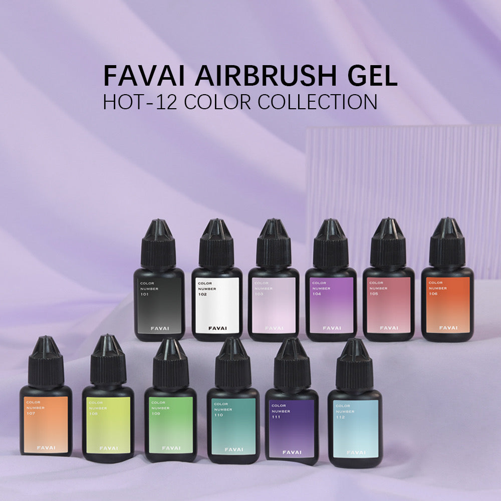 FAVAI Heißes 12 Farben Airbrush-Gel-Nagellack-Set – Frühlings- und Sommerkollektion, 12 x 10 ml
