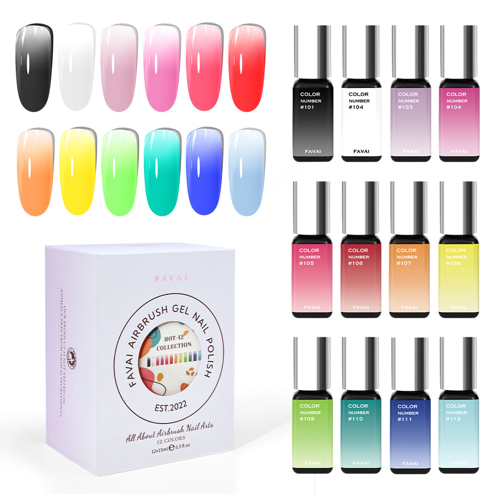 FAVAI The Signature HOT-12 Collection Airbrush Gel Nail Polish Air Gel Set 12*15ml
