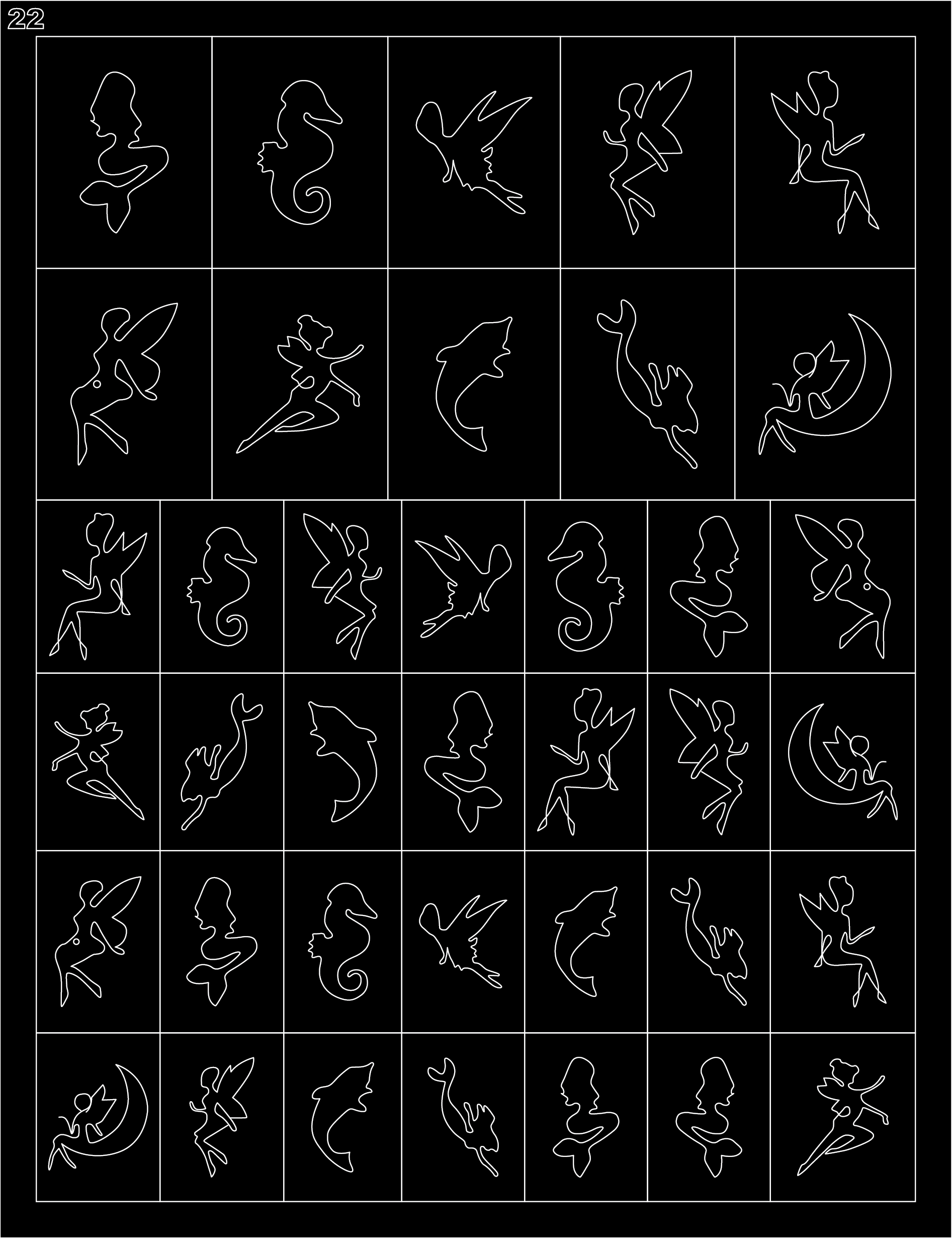 32 Hojas de Esténcil para Arte de Uñas Francesas de Aerógrafo – Estilo A+B+C 32 PCS
