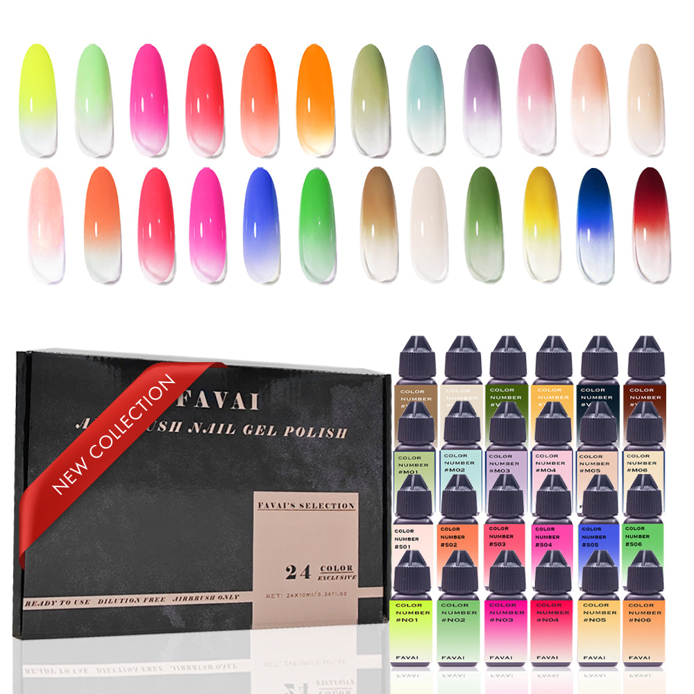 FAVAI Selection 24 Colors Airbrush Gel Nail Polish - Hot Collection 24*10ml