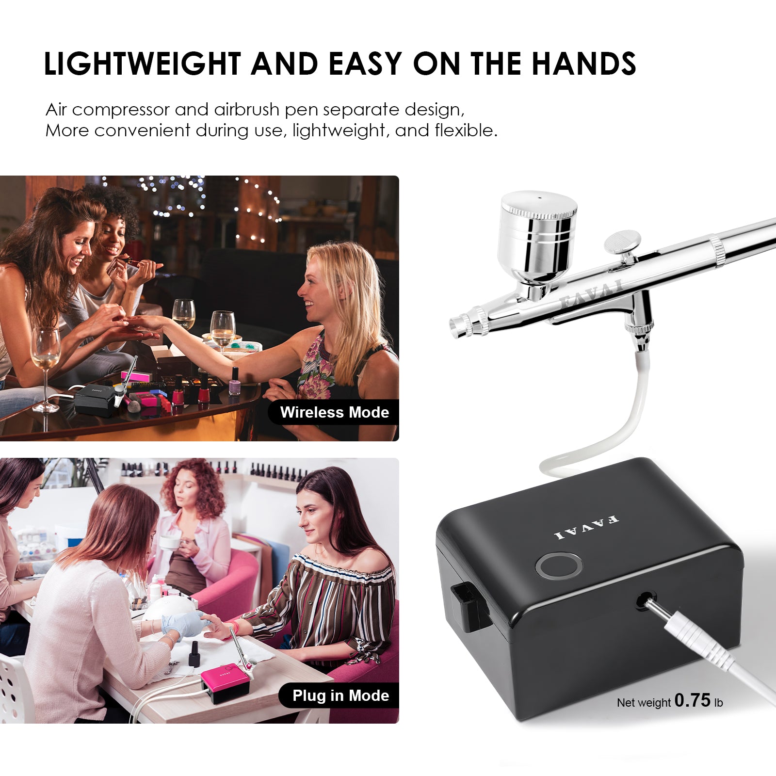 Combo de Gel y Compresor de Aerógrafo FAVAI | Colección Hot-12 + Compresor de Doble Modo