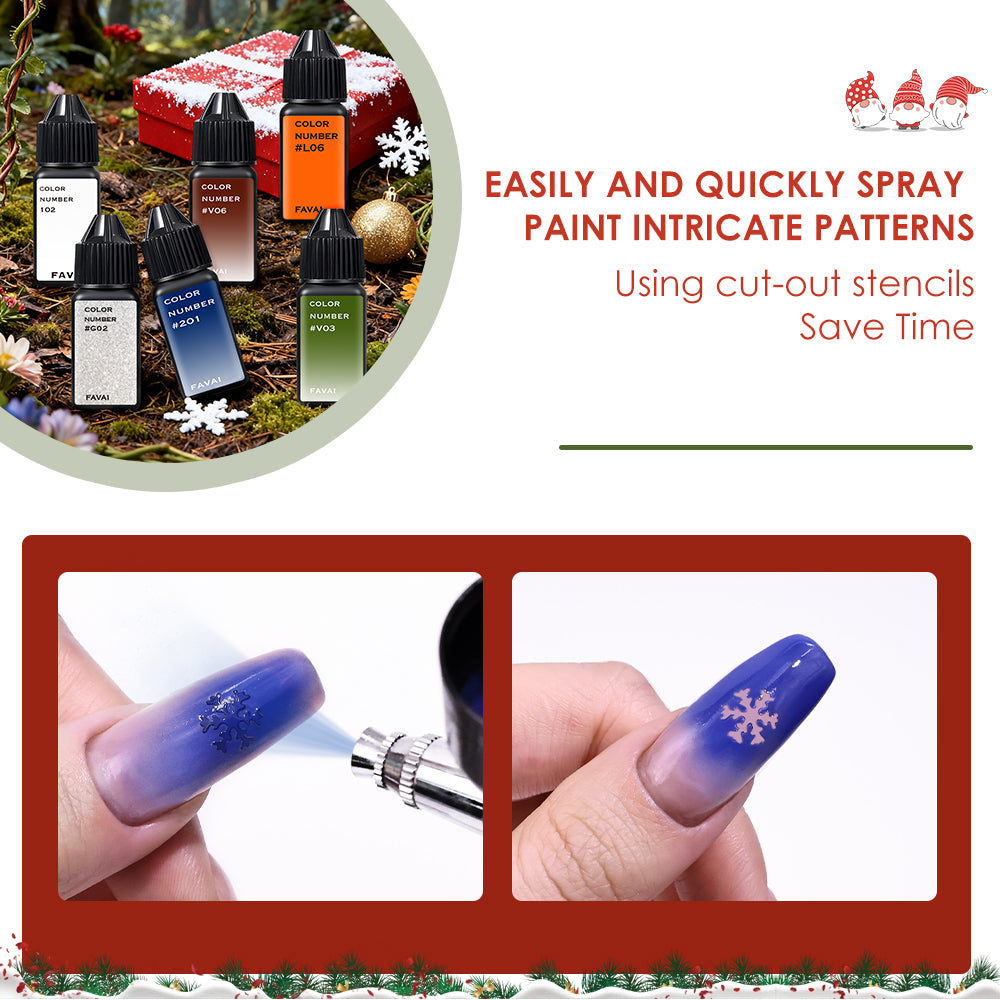FAVAI 6 Farben Airbrush Gel Nagellack Air Gel Set - Weihnachtskollektion 6*15ml