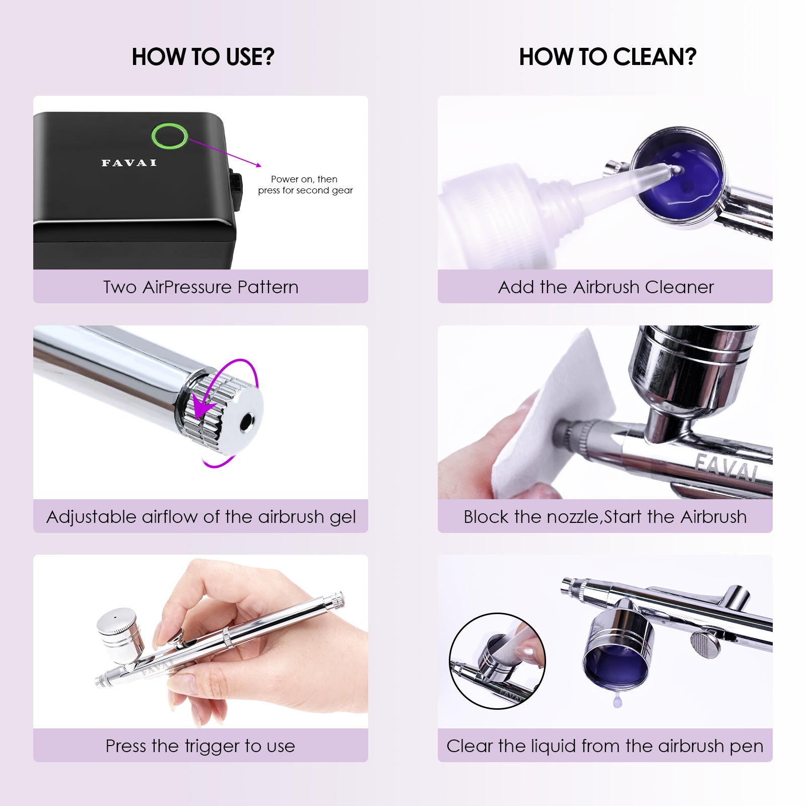 Combo de Gel y Compresor de Aerógrafo FAVAI | Colección Hot-12 + Compresor de Doble Modo