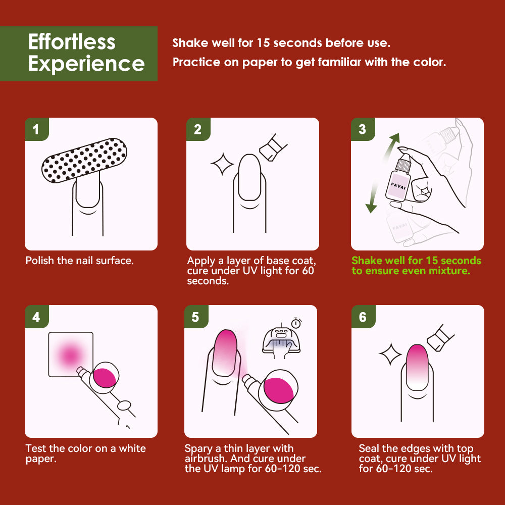 FAVAI 6 Farben Airbrush Gel Nagellack Air Gel Set - Weihnachtskollektion 6*15ml