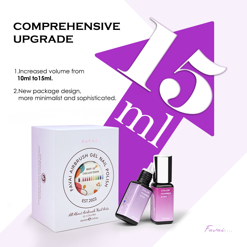 FAVAI The Signature HOT-12 Collection Airbrush Gel Nail Polish Air Gel Set 12*15ml