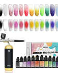 FAVAI HOT 12-Color Airbrush Gel Nail Kit with Cordless Airbrush Compressor – Combo Set