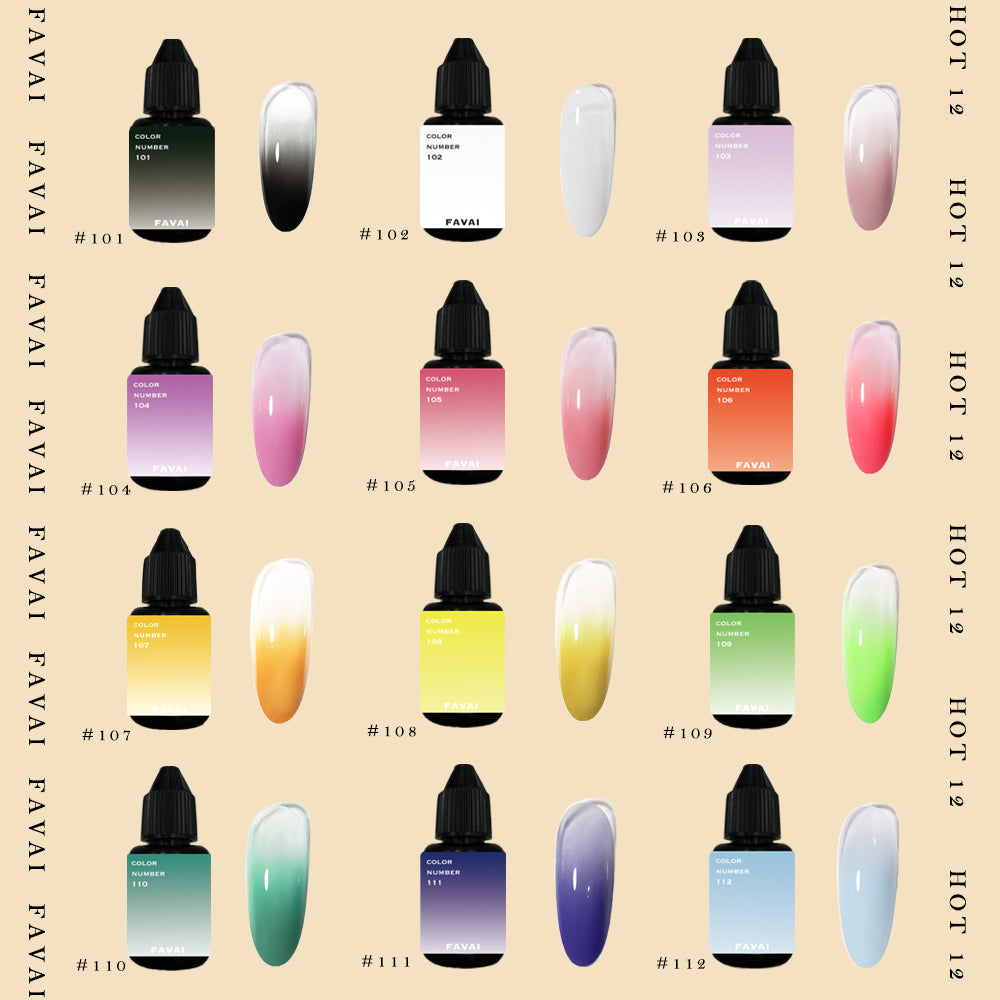 Favai 12 Colors Airbrush Gel Nail Polish Spring Summer Collection 10ml/0.33 Fl oz