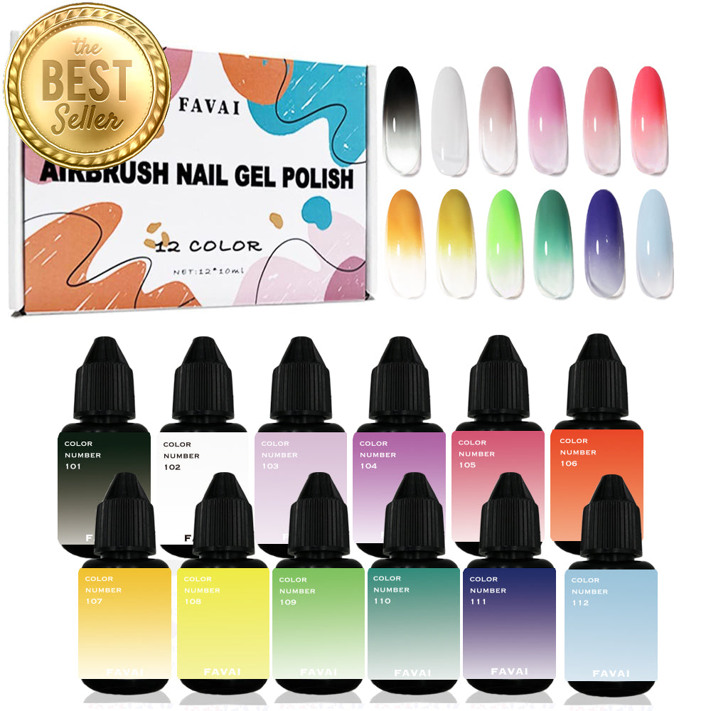 Favai 12 Colors Airbrush Gel Nail Polish Spring Summer Collection 10ml/0.33 Fl oz